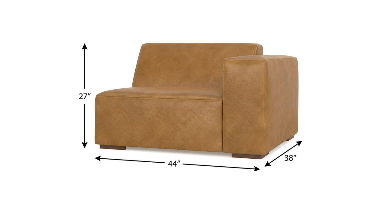 44" Sienna Leather Modular Sofa With Brown Legs - Brown