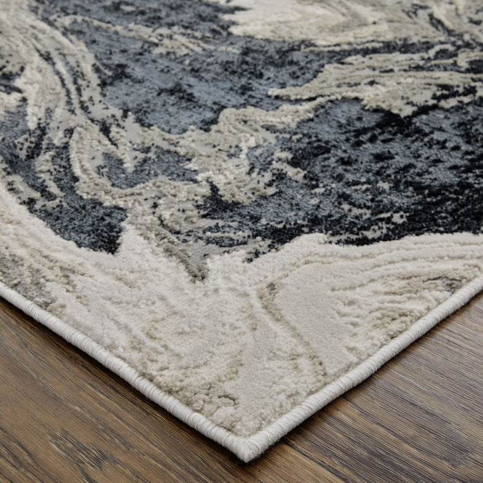 13' x 20' Abstract Power Loom Area Rug - Ivory Black And Taupe