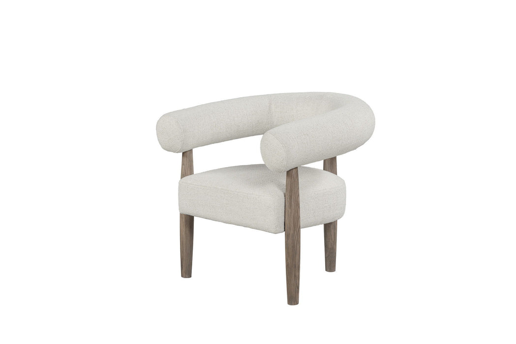 29" Fabric And Wood Arm Chair - Off White / Ash
