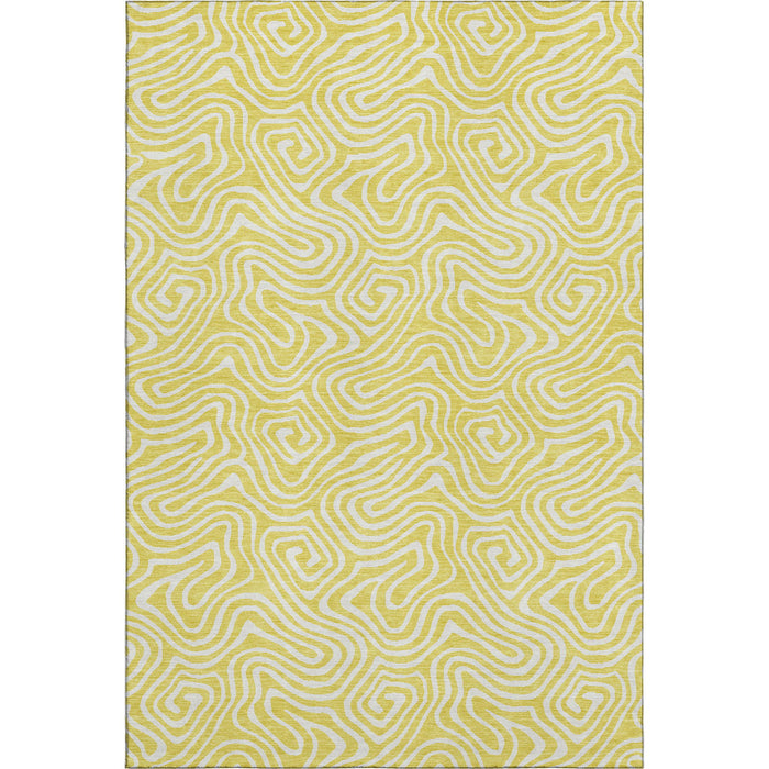 10' X 14' Abstract Washable Area Rug With UV Protection (680927) - Yellow / Ivory
