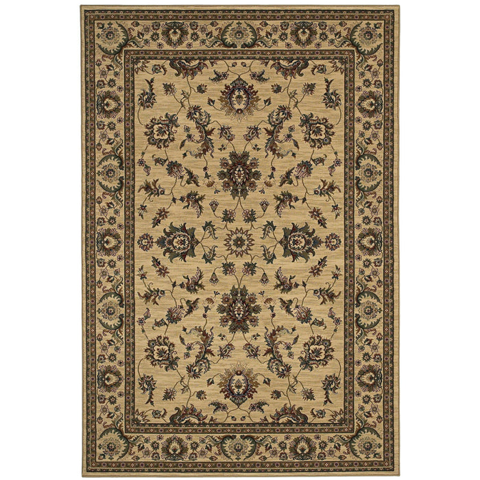 8' Oriental Square Rug - Ivory And Green