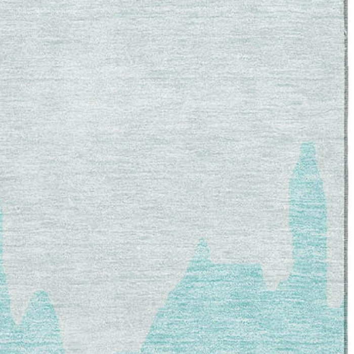 10' X 14' Abstract Washable Area Rug With UV Protection (676170) - Teal / Ivory