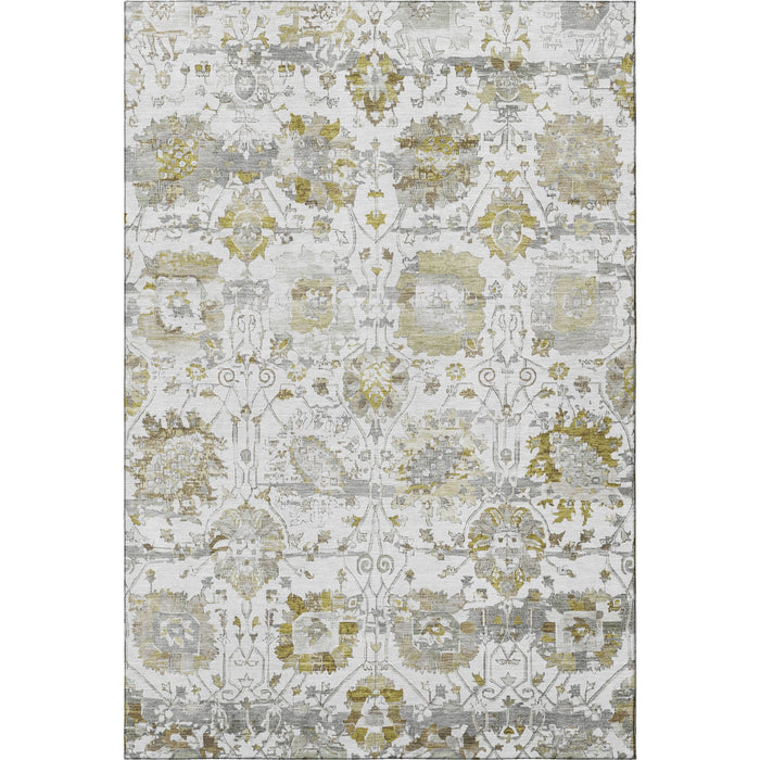 10' X 14' Oriental Washable Area Rug With UV Protection (699520) - Linen / Gold / Ivory