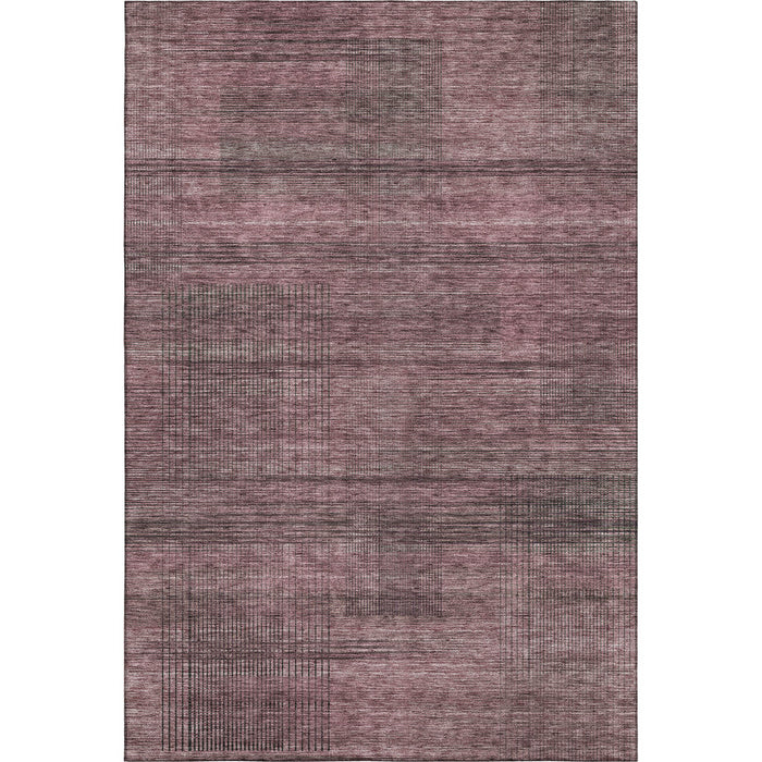 10' X 14' Striped Washable Area Rug With UV Protection - Merlot And Gray