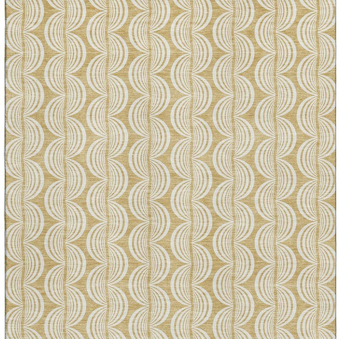 10' X 14' Ogee Washable Area Rug With UV Protection (682721) - Gold / Ivory