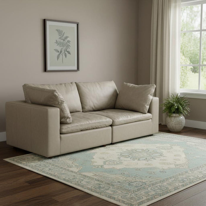 Cotton Blend Loveseat - Cream / Brown