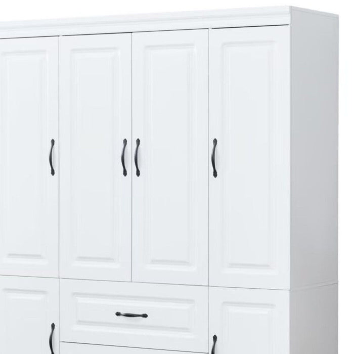 72" Six Door Two Drawer Combo Dresser - White