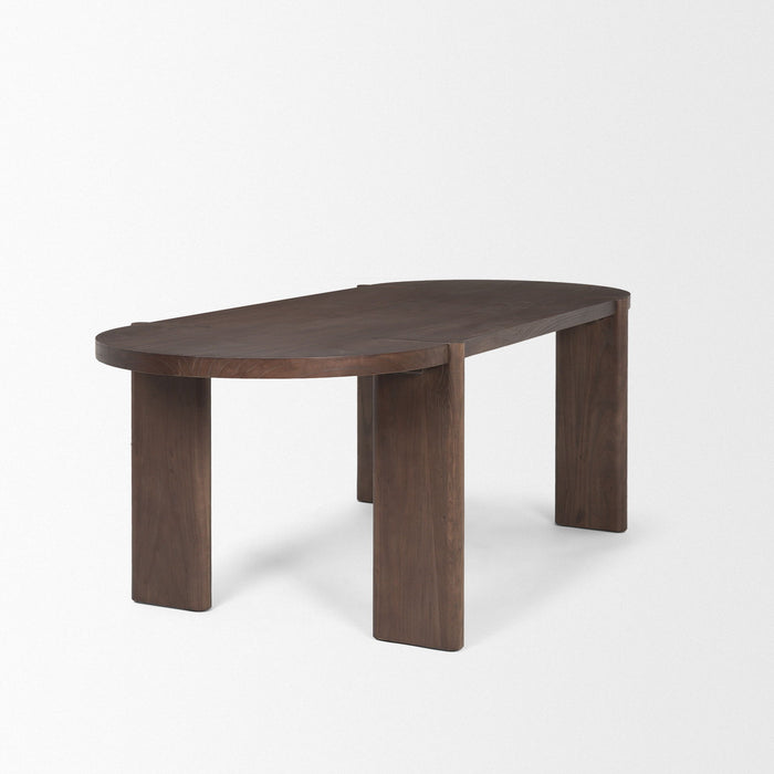 91" Wood Oval Dining Room Table - Brown