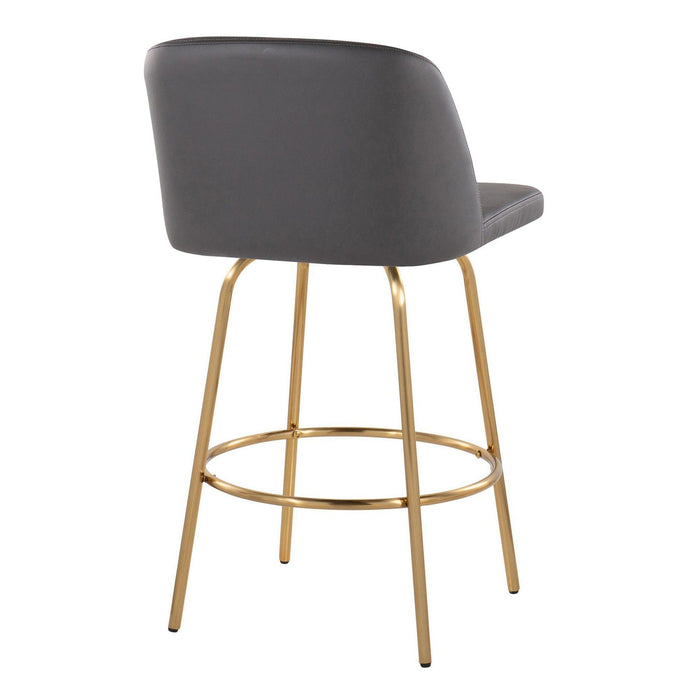 Toriano - 26" Fixed-Height Counter Stool (Set of 2) - Dark Gray And Gold
