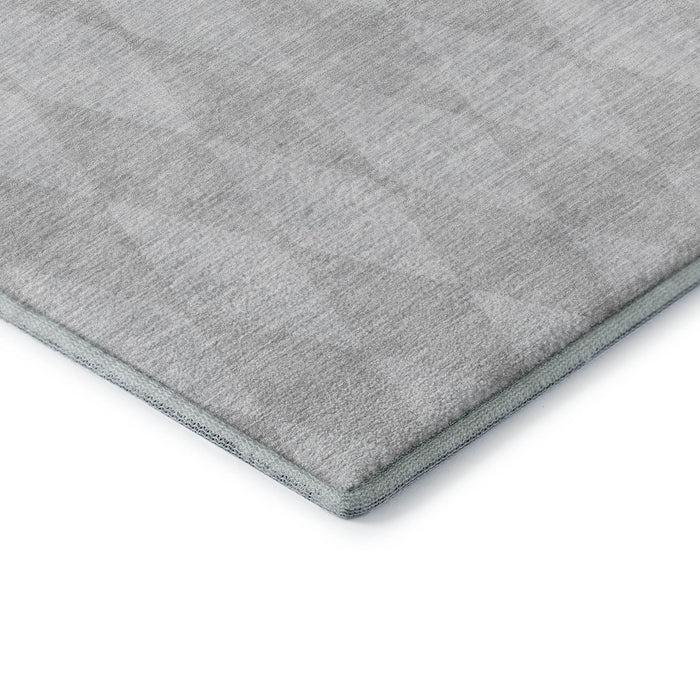 8' Diamond Washable Round Rug With UV Protection (650101) - Pewter / Ivory