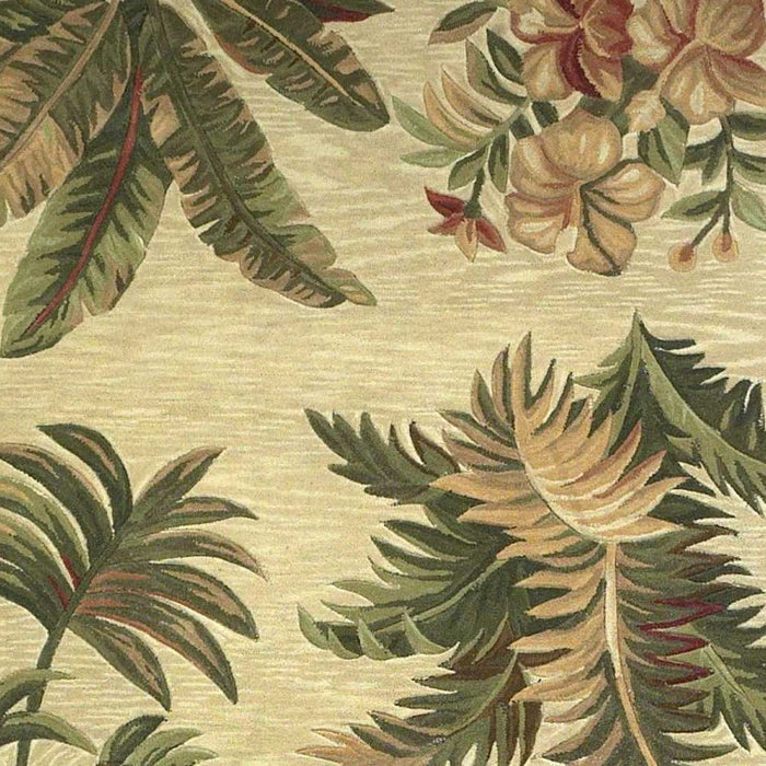 8' x 10' Wool Tropical Botanical Hand Tufted Area Rug - Ivory