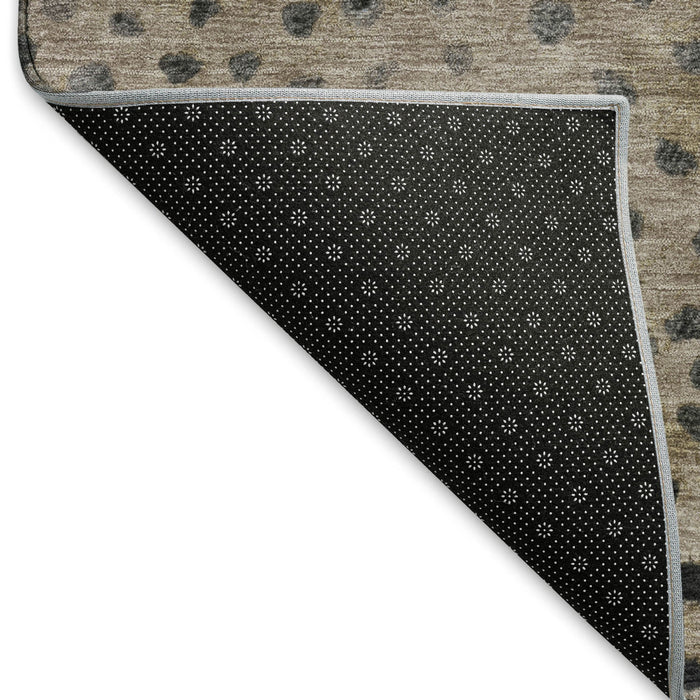 10' X 14' Polka Dot Washable Area Rug With UV Protection (693258) - Khaki / Blue / Ivory