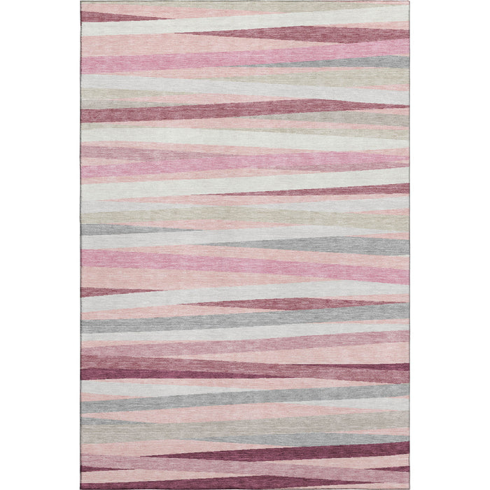 10' X 14' Striped Washable Area Rug With UV Protection (678514) - Pink / Ivory / Blush