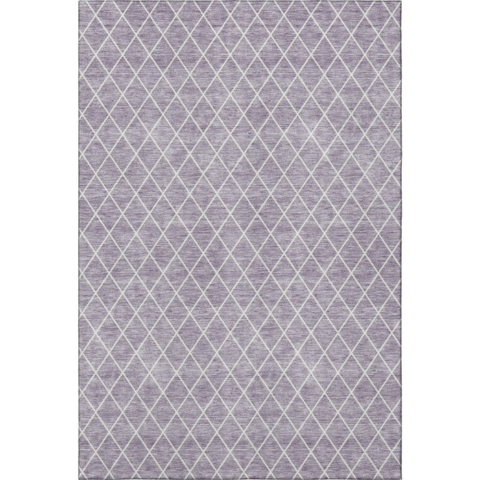 10' X 14' Geometric Washable Area Rug With UV Protection (674101) - Lavender / Ivory