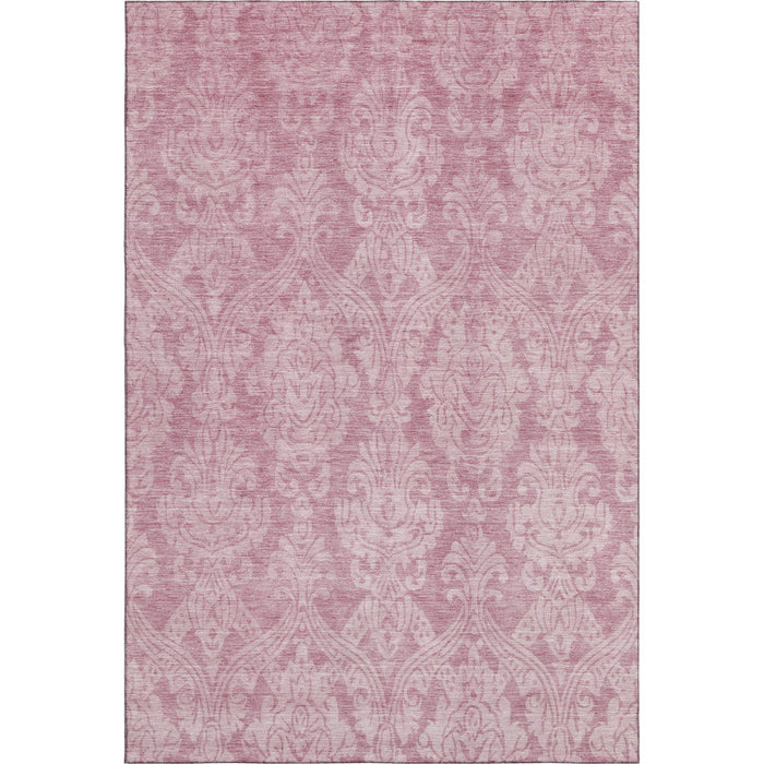 10' X 14' Damask Washable Area Rug With UV Protection (696374) - Pink / Ivory