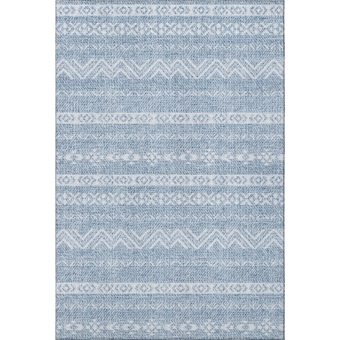 9' X 12' Southwestern Washable Area Rug Polyester With UV Protection - Blue And Ivory