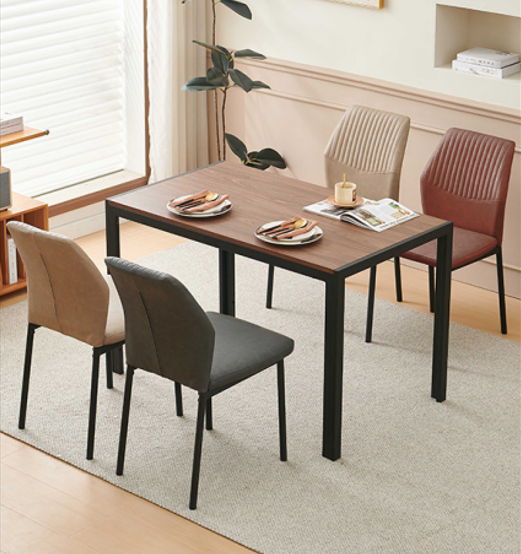 Set of modern Giga dining chairs with armless design, metal legs, ideal for living rooms and kitchens.