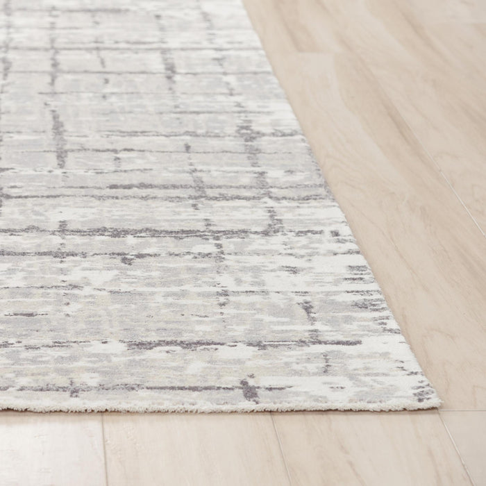 8' X 10' New Zealand Lambs Wool Abstract Hand Carved Handmade Area Rug (747283) - Ivory / Gray