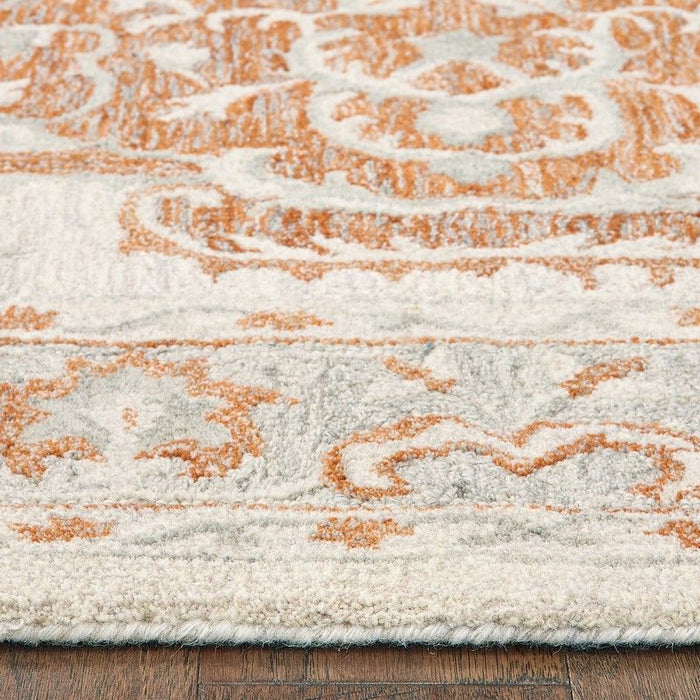 9' x 12' Medallion Area Rug - Orange And Ivory