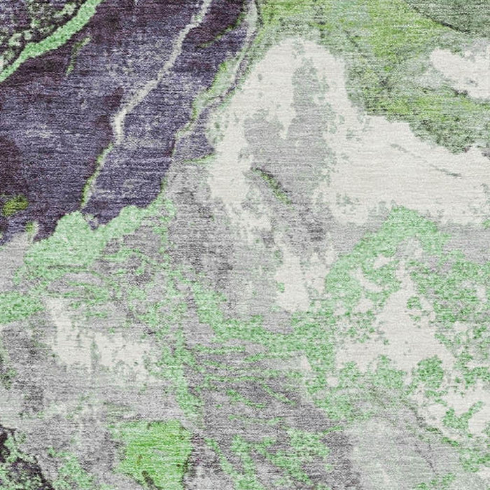 10' X 14' Abstract Washable Area Rug With UV Protection (707737) - Green / Lavender / Ivory