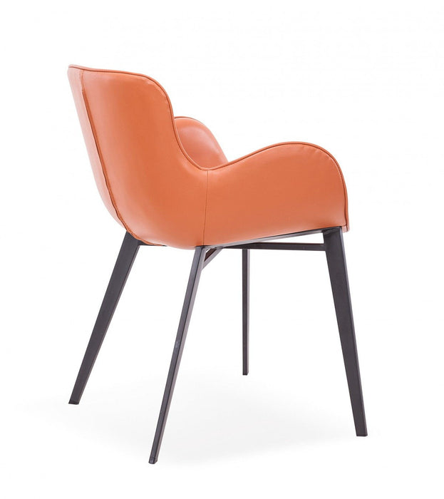 Upholstered Faux Leather Dining Arm Chair - Terra Cotta