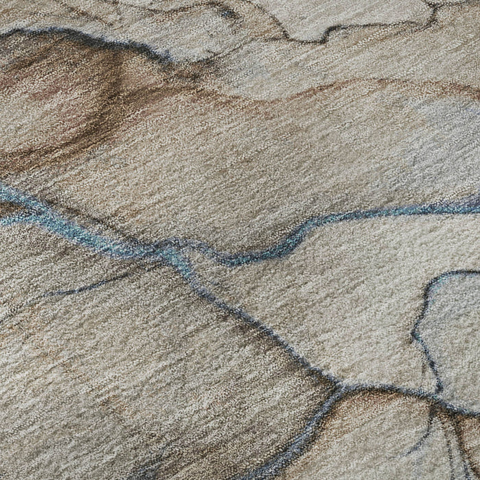 10' X 14' Abstract Washable Area Rug With UV Protection (697308) - Beige / Blue / Gray