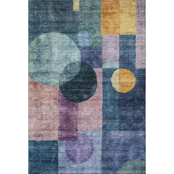 10' X 14' Geometric Washable Area Rug With UV Protection (684702) - Blue / Purple / Gold