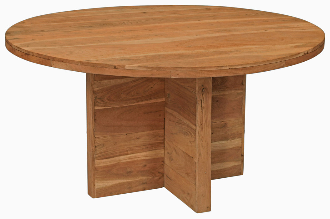 60" Rounded Solid Wood Pedestal Base Dining Table - Natural