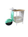 Green and white novelty scooter accent cabinet with open shelves, ideal for stylish storage from HomeRoots.