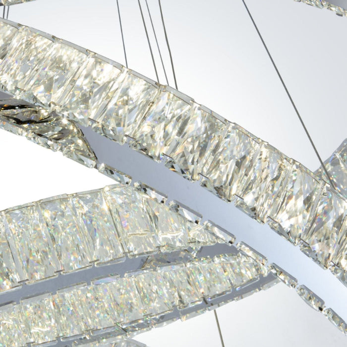 Three Light Crystal LED Dimmable Chandelier - Clear / Silver