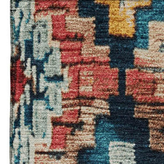 10' X 14' Washable Area Rug With UV Protection (707119) - Rust / Blue / Coral