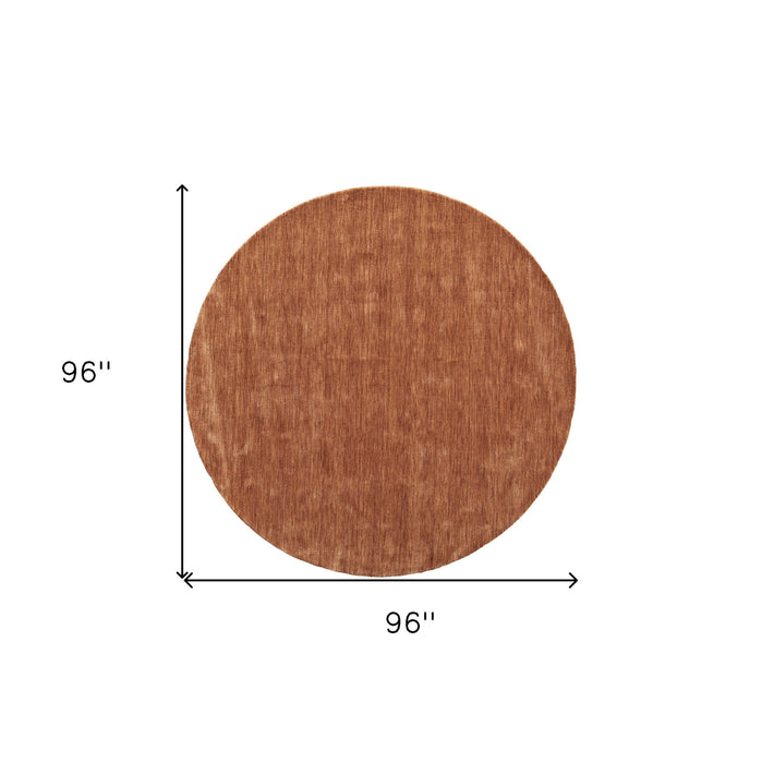 8' Wool Hand Woven Round Rug - Orange