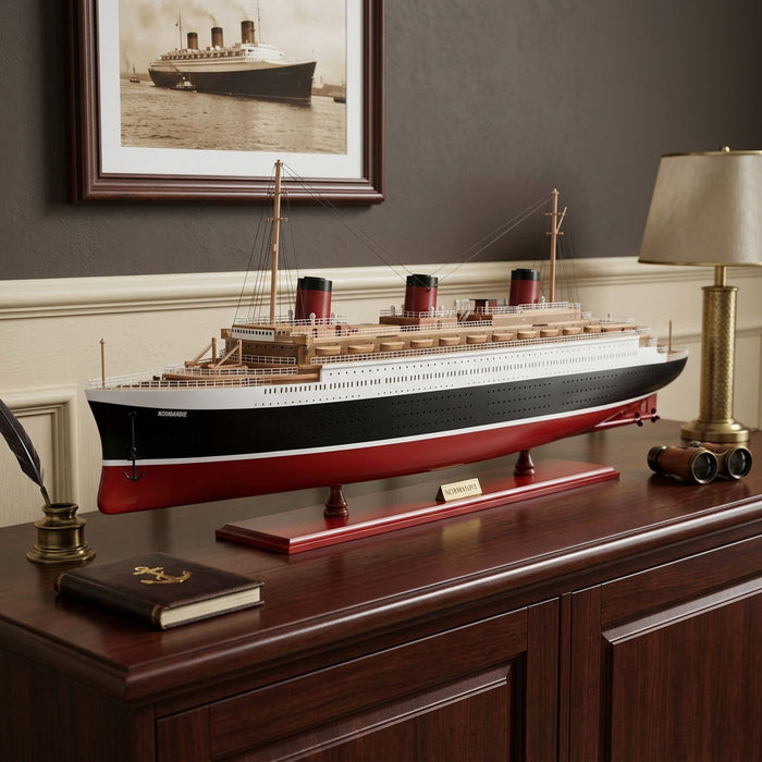 Normandie Large Boat Hand Painted Decorative Boat - Black / Red