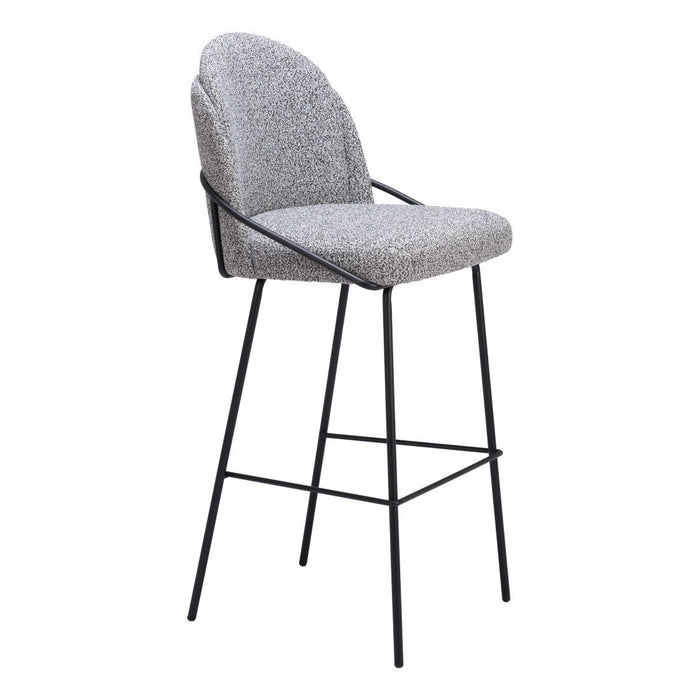 30" Modern Shearling And Steel Bar Height Bar Chairs (Set of 2) - White