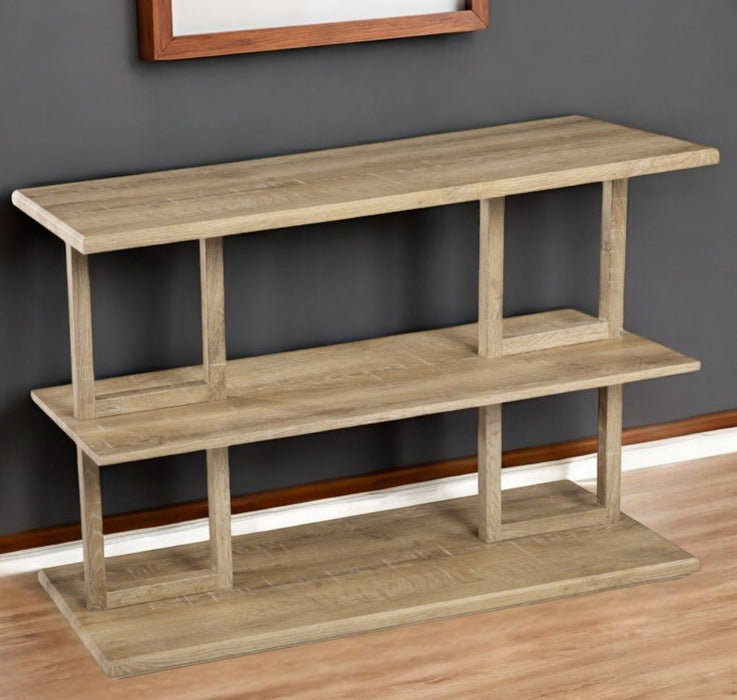 Floor Shelf Console Table With Shelves - Natural