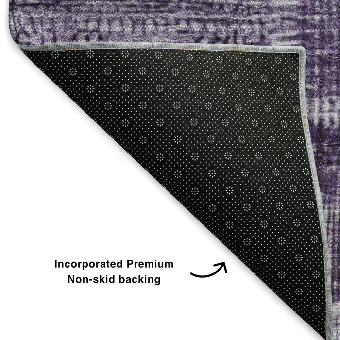 10' X 14' Patchwork Washable Area Rug With UV Protection (652953) - Purple / Ivory