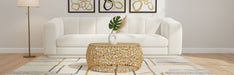 Priya Meridian Furniture coffee table with a sleek wooden top and modern design, perfect for living room decor.