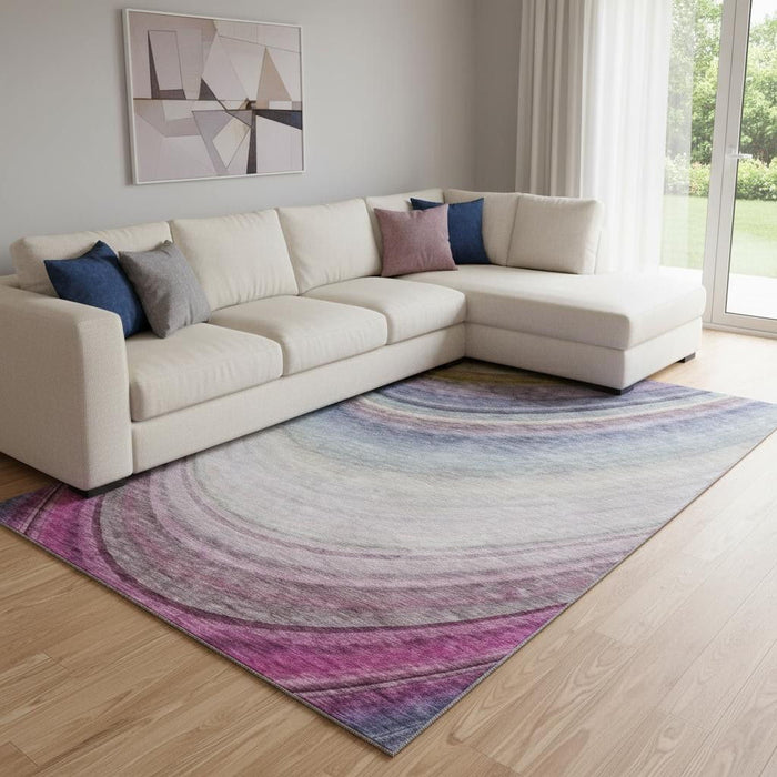 10' X 14' Ombre Washable Area Rug With UV Protection (650296) - Beige / Purple / Blue