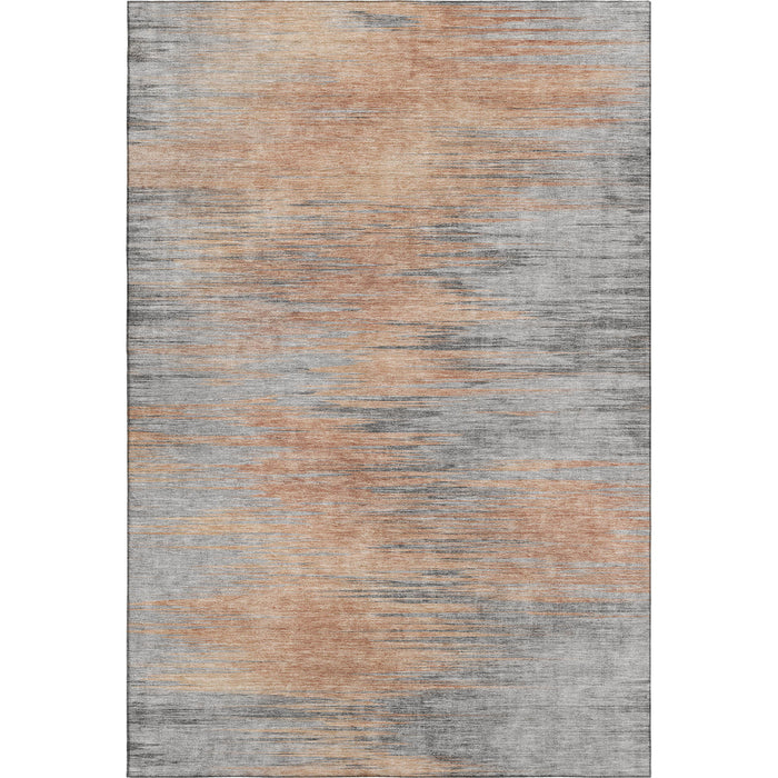 10' X 14' Abstract Washable Area Rug With UV Protection - Salmon And Gray