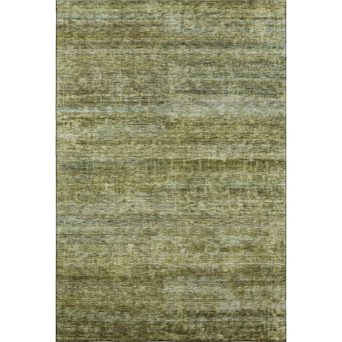10' X 14' Striped Washable Area Rug With UV Protection (688033) - Olive Green / Gray