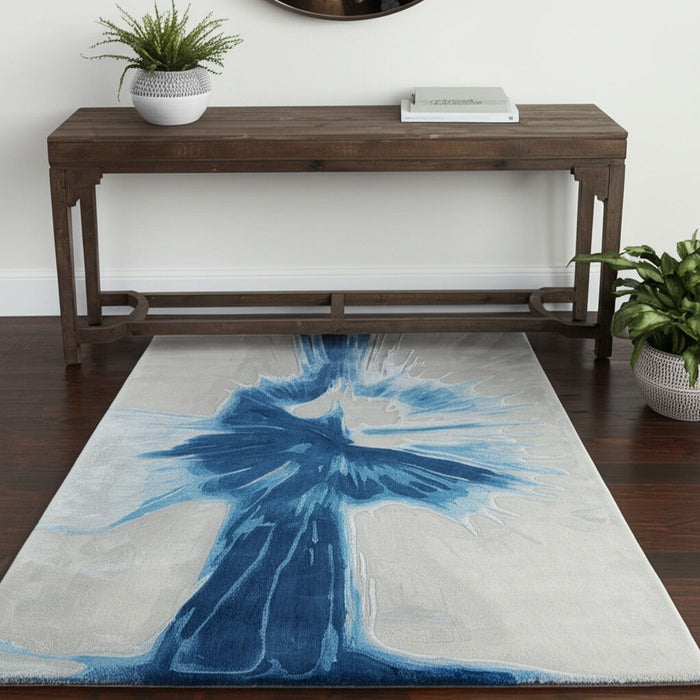 4' X 6' Abstract Hand Tufted Area Rug - Blue And Gray
