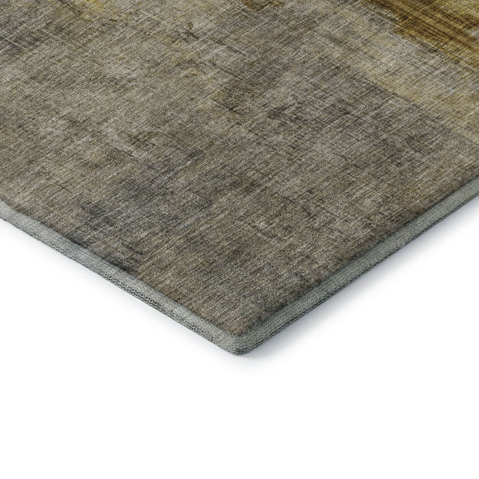 10' X 14' Abstract Washable Area Rug With UV Protection (700445) - Granite Gray / Gold