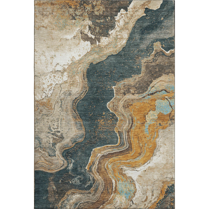 10' X 14' Abstract Washable Area Rug With UV Protection (707731) - Wheat / Gray / Ivory
