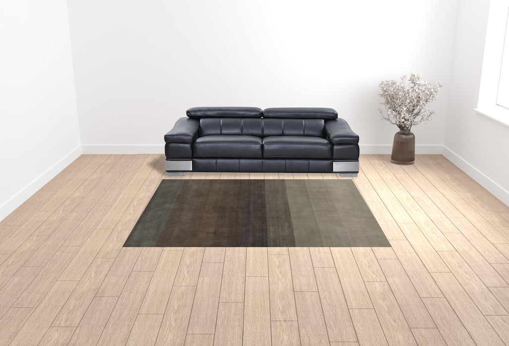 8' x 10' Hand Loomed Area Rug - Expresso And Brown