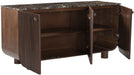 Mango wood sideboard by Meridian Furniture featuring a sleek design with multiple storage compartments.