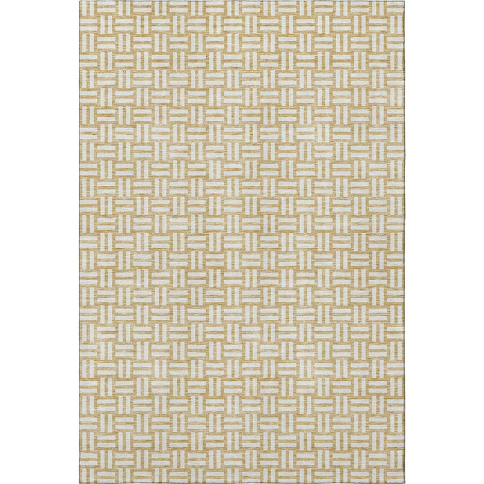 10' X 14' Abstract Geometric Washable Area Rug With UV Protection (673531) - Gold / Ivory