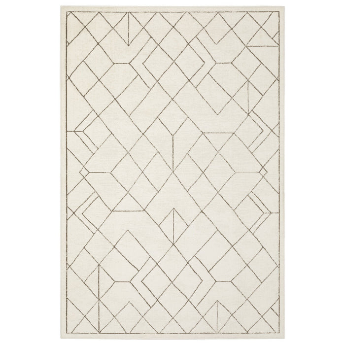 10' X 13' Geometric Area Rug - Ivory And Taupe