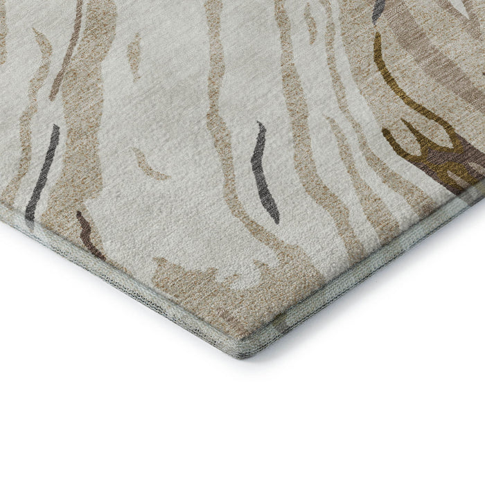 10' X 14' Abstract Washable Area Rug With UV Protection (681389) - Ivory / Taupe / Gray