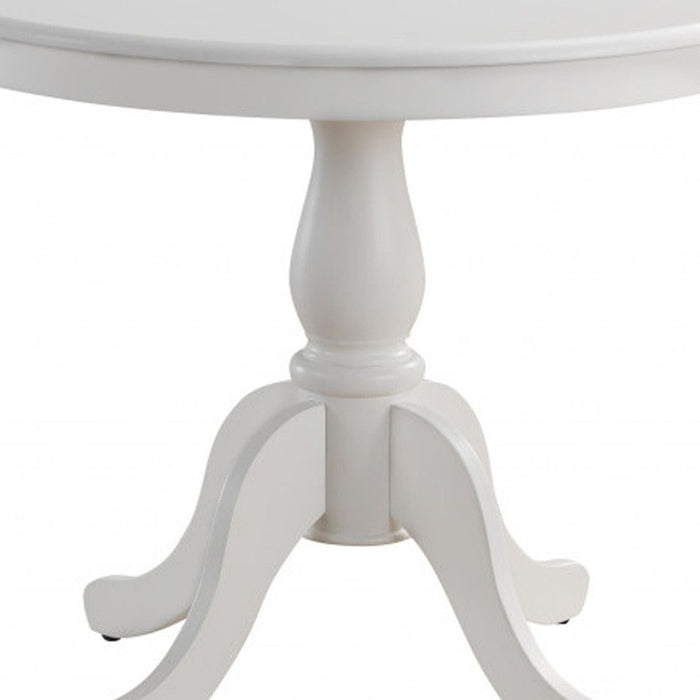 36" Rounded Solid Manufactured Wood And Solid Wood Pedestal Base Dining Table - White