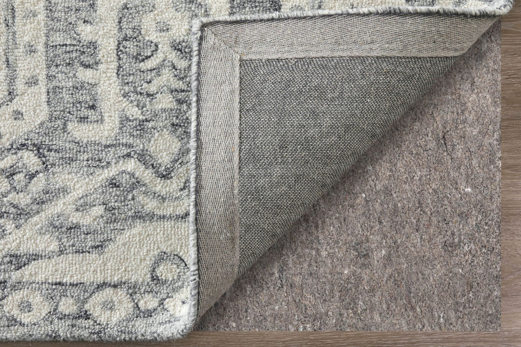 9' X 12' Geometric Hand Tufted Area Rug - Gray And White